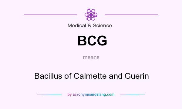 What does BCG mean? It stands for Bacillus of Calmette and Guerin