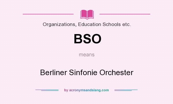 What does BSO mean? It stands for Berliner Sinfonie Orchester