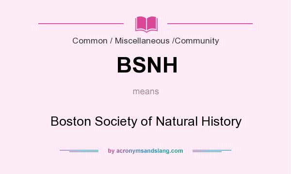 What does BSNH mean? It stands for Boston Society of Natural History