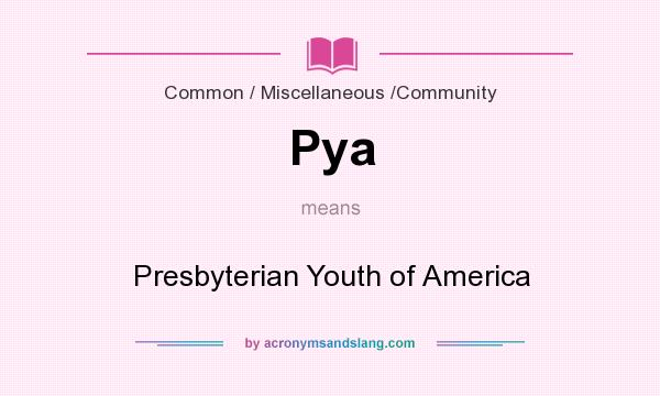 What does Pya mean? It stands for Presbyterian Youth of America