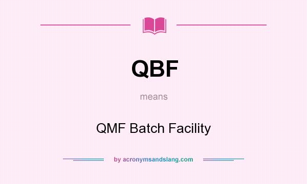 What does QBF mean? It stands for QMF Batch Facility