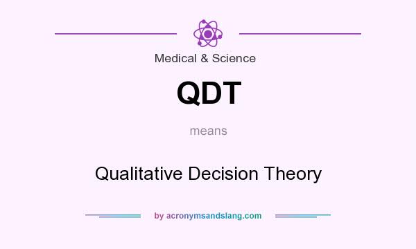 What does QDT mean? It stands for Qualitative Decision Theory