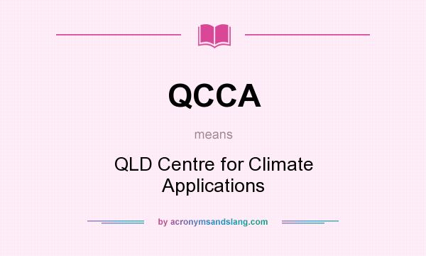 What does QCCA mean? It stands for QLD Centre for Climate Applications