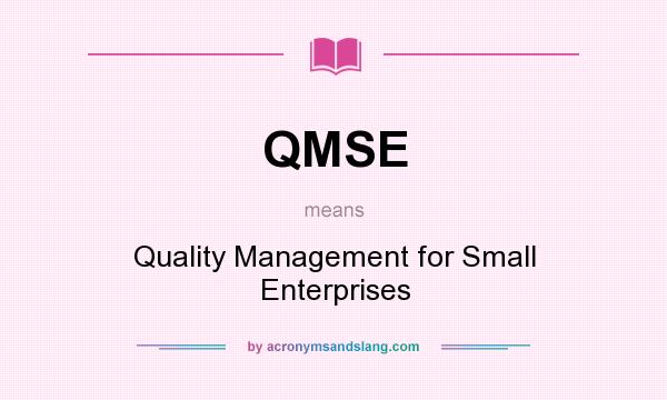 What does QMSE mean? It stands for Quality Management for Small Enterprises