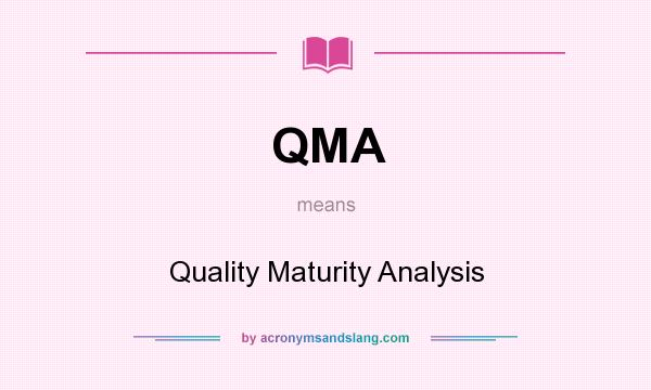 What does QMA mean? It stands for Quality Maturity Analysis