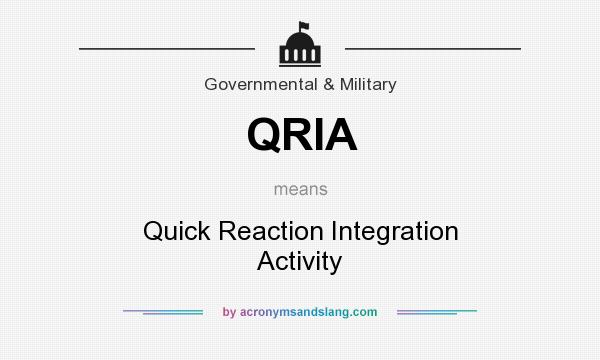 What does QRIA mean? It stands for Quick Reaction Integration Activity