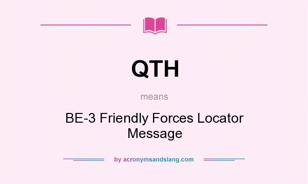 What does QTH mean? It stands for BE-3 Friendly Forces Locator Message