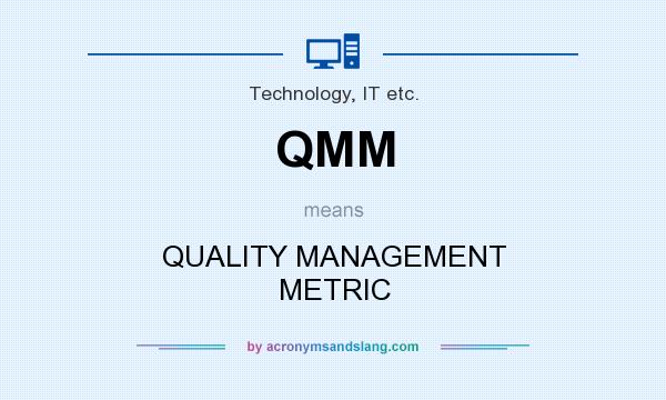 What does QMM mean? It stands for QUALITY MANAGEMENT METRIC