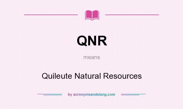 What does QNR mean? It stands for Quileute Natural Resources