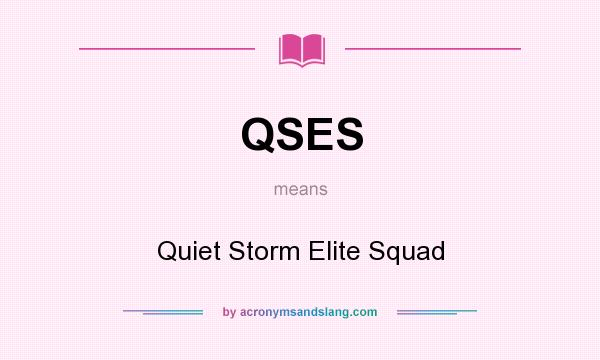 What does QSES mean? It stands for Quiet Storm Elite Squad