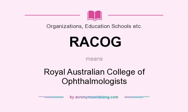 What does RACOG mean? It stands for Royal Australian College of Ophthalmologists