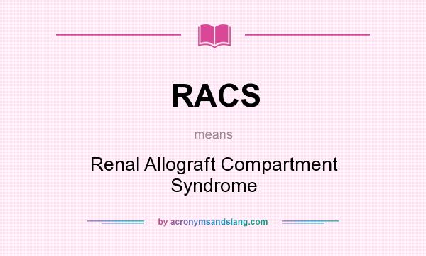 What does RACS mean? It stands for Renal Allograft Compartment Syndrome
