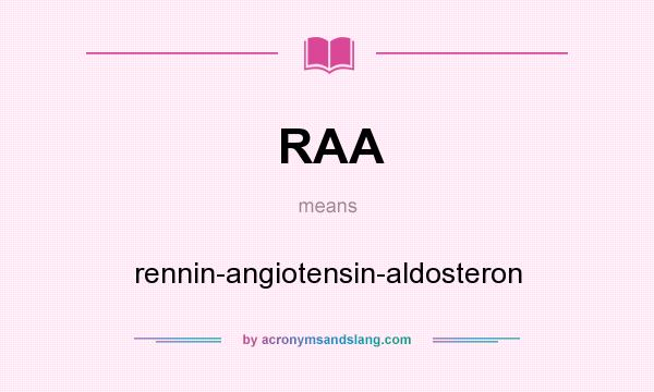 What does RAA mean? It stands for rennin-angiotensin-aldosteron