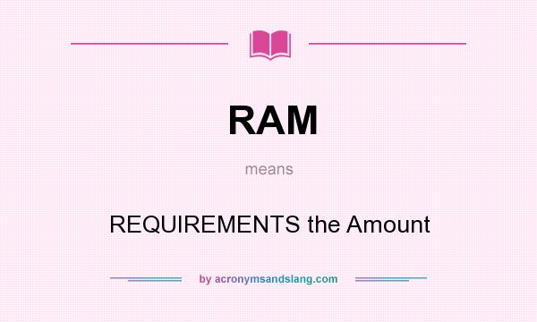 What does RAM mean? It stands for REQUIREMENTS the Amount