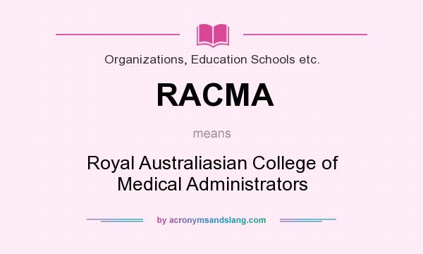What does RACMA mean? It stands for Royal Australiasian College of Medical Administrators