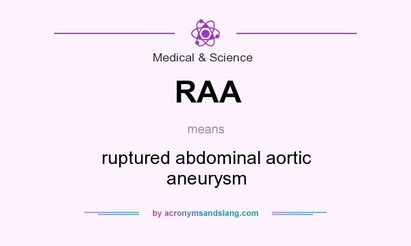 What does RAA mean? It stands for ruptured abdominal aortic aneurysm