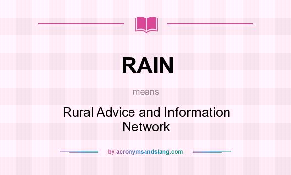 What does RAIN mean? It stands for Rural Advice and Information Network