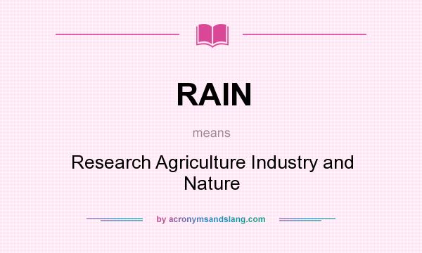 What does RAIN mean? It stands for Research Agriculture Industry and Nature