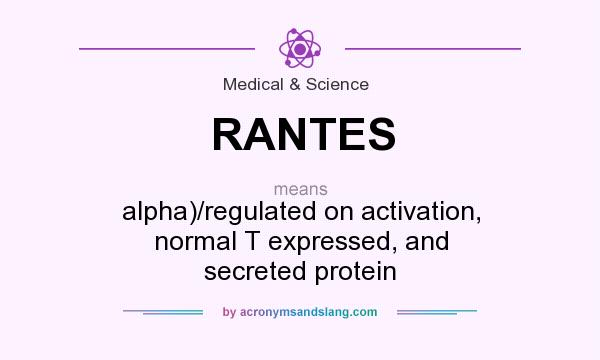 What does RANTES mean? It stands for alpha)/regulated on activation, normal T expressed, and secreted protein