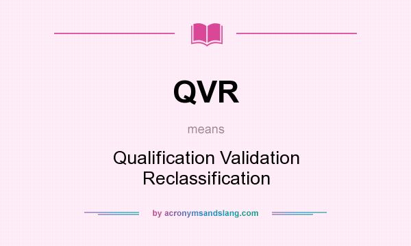 What does QVR mean? It stands for Qualification Validation Reclassification
