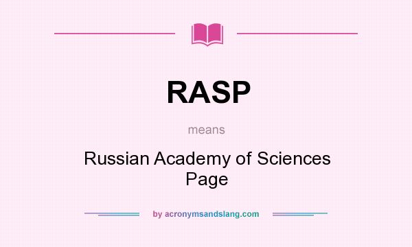 What does RASP mean? It stands for Russian Academy of Sciences Page