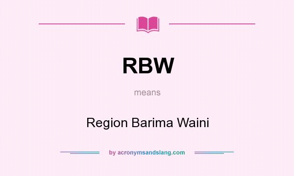 What does RBW mean? It stands for Region Barima Waini