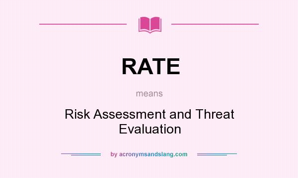 What does RATE mean? It stands for Risk Assessment and Threat Evaluation