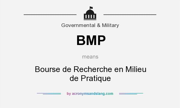 What does BMP mean? It stands for Bourse de Recherche en Milieu de Pratique