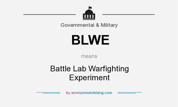 What does BLWE mean? It stands for Battle Lab Warfighting Experiment