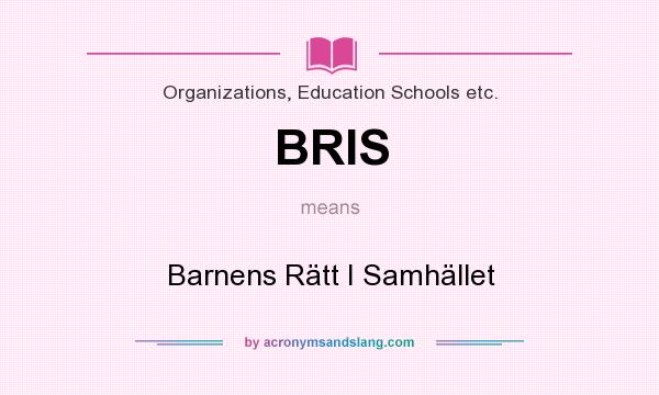What does BRIS mean? It stands for Barnens Rätt I Samhället