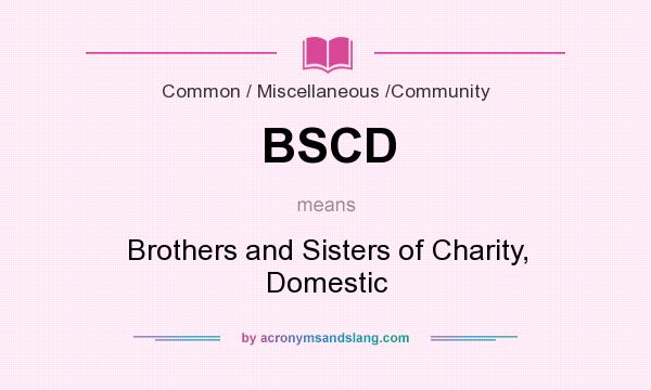 What does BSCD mean? It stands for Brothers and Sisters of Charity, Domestic