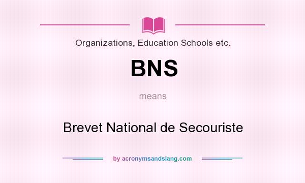 What does BNS mean? It stands for Brevet National de Secouriste