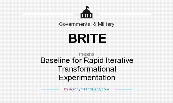 What does BRITE mean? It stands for Baseline for Rapid Iterative Transformational Experimentation
