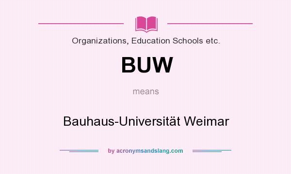 What does BUW mean? It stands for Bauhaus-Universität Weimar