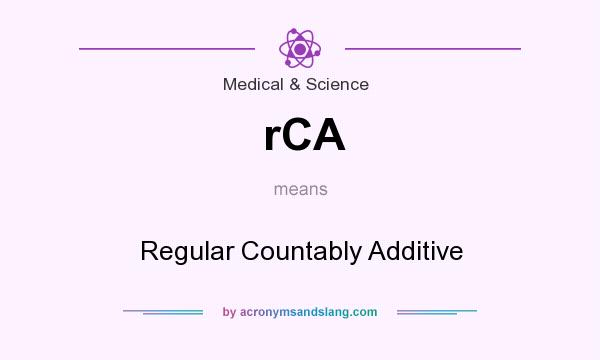 What does rCA mean? It stands for Regular Countably Additive
