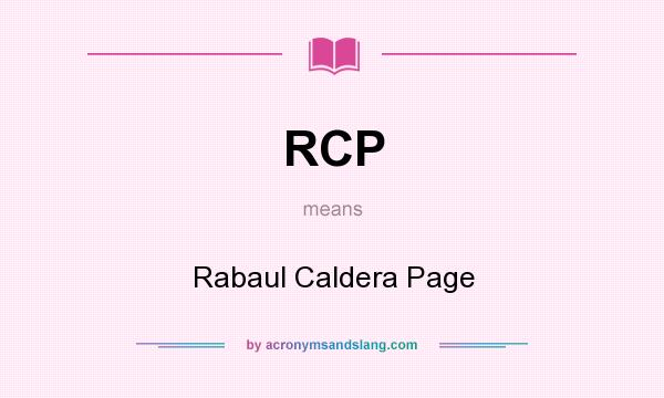 What does RCP mean? It stands for Rabaul Caldera Page