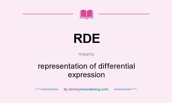 What does RDE mean? It stands for representation of differential expression