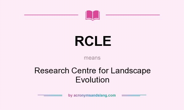What does RCLE mean? It stands for Research Centre for Landscape Evolution