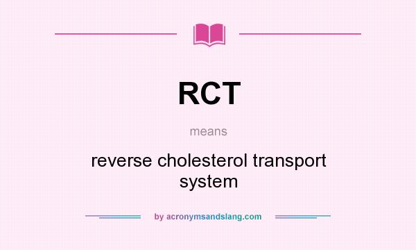 What does RCT mean? It stands for reverse cholesterol transport system
