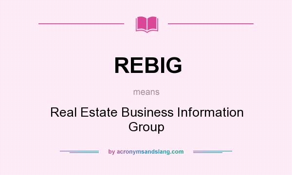What does REBIG mean? It stands for Real Estate Business Information Group