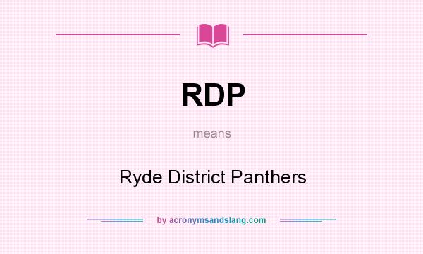 What does RDP mean? It stands for Ryde District Panthers