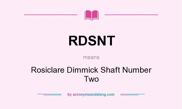 What does RDSNT mean? It stands for Rosiclare Dimmick Shaft Number Two
