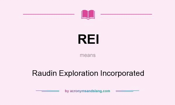 What does REI mean? It stands for Raudin Exploration Incorporated