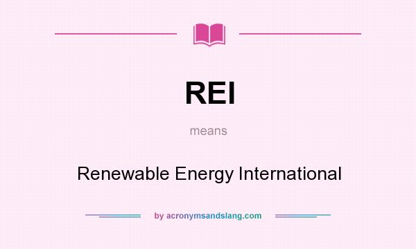 What does REI mean? It stands for Renewable Energy International