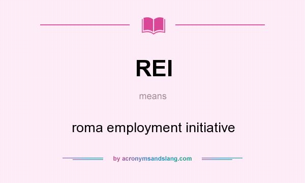 What does REI mean? It stands for roma employment initiative