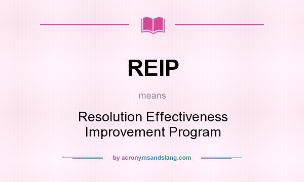 What does REIP mean? It stands for Resolution Effectiveness Improvement Program