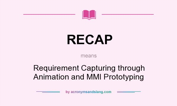 What does RECAP mean? It stands for Requirement Capturing through Animation and MMI Prototyping