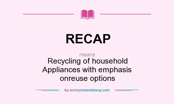 What does RECAP mean? It stands for Recycling of household Appliances with emphasis onreuse options