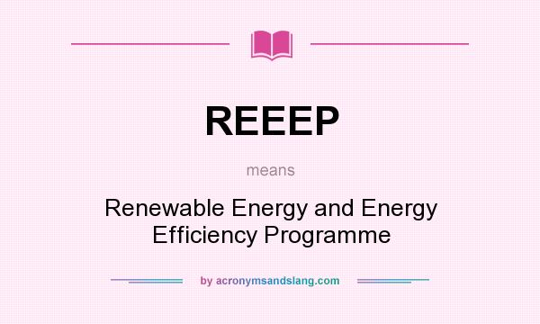 What does REEEP mean? It stands for Renewable Energy and Energy Efficiency Programme