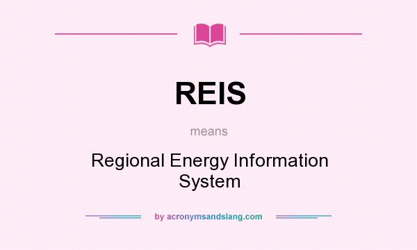 What does REIS mean? It stands for Regional Energy Information System